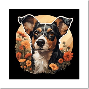 Rat Terrier  Dog Vintage Floral Posters and Art